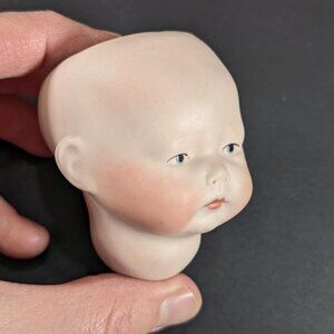 Vintage Creepy Baby porcelain Doll head, old doll parts